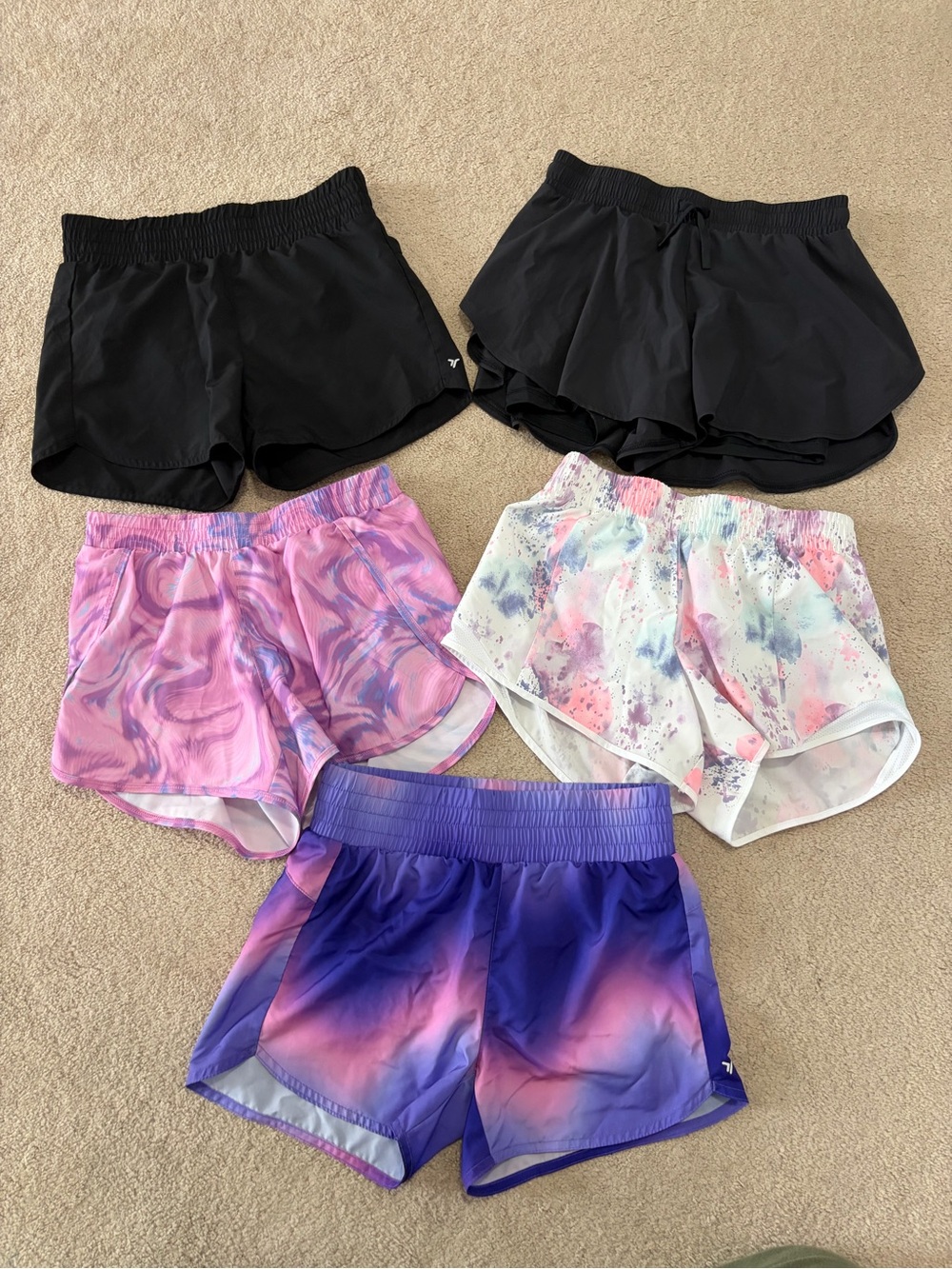 Lot of 5 Athletic girl running shorts